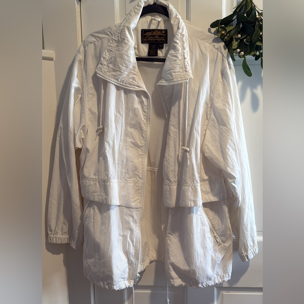 Eddie Bauer White Utility Jacket Lightweight Water-Resistant